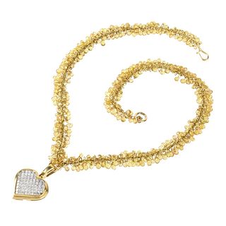 Diamond, Sapphire and 18K Pendant Necklace