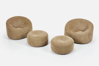 Pierre Paulin, 'Pumpkin' Lounge Chairs and Ottomans (4)