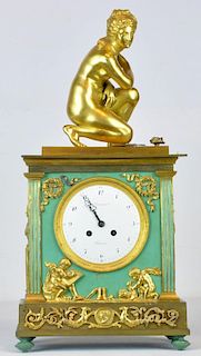 French Empire Bronze 19th C. Crosnier Mantel Clock