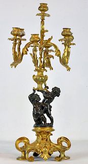 French Rococo Gilt Bronze Candelabra 19th C.