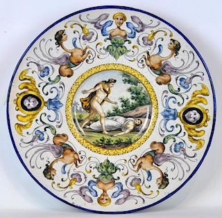 19th C Italian Renaissance Style Porcelain Charger