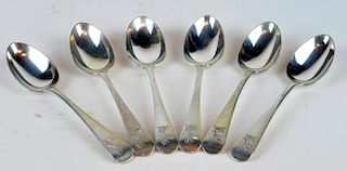 6 Paul Storr Sterling Tablespoons, 19th C.
