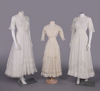 THREE COTTON OR SILK LINGERIE DRESSES, 1905-1912