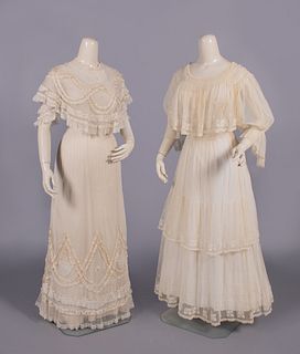 TWO COTTON TULLE LINGERIE DRESSES, c. 1904