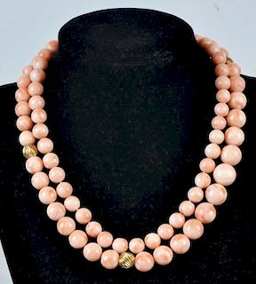 Coral Bead Necklace With Gold Spacers