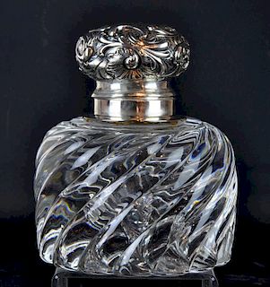 Sterling Silver & Crystal Large Inkwell