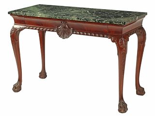 GEORGIAN STYLE MARBLE-TOP MAHOGANY CONSOLE TABLE