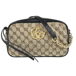 GUCCI GG MARMONT CANVAS LEATHER SHOULD