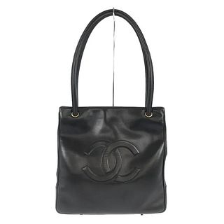 CHANEL LOGO LEATHER TOTE BAG