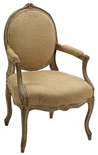 LOUIS XV STYLE PAINTED & UPHOLSTERED FAUTEUIL