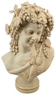 MARBLE BUST OF A BACCHANTE