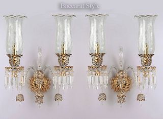 A Pair Of Baccarat style Crystal Wall Sconces
