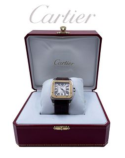 A Cartier Santos XL Stainless Steel & 18k Rose Gold Watch