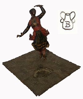 The Orientalist Dancer, F. Bergman Patinated Bronze Figurine, Hallmarked