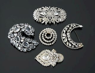 DORIS ROBERTS FACETED GLASS BROOCHES