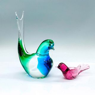2pc Murano Glass Bird Figurines