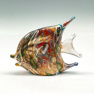 Unique Murano Glass Figurine, Golden Quilt Millefiori Fish