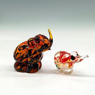 2pc Collectible Art Glass Figurines, Elephants