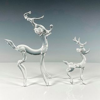 Pair of Clear Glass Rudolph Figurines