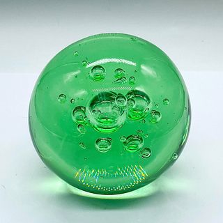 Mexican Glass Green Orb Paperweight