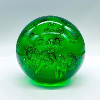 Murano Art Glass Large Green Sphere Paperweight