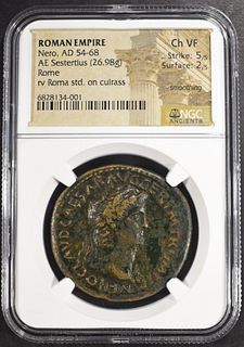 AD 54-68 AE SESTERTIUS (26.98g) NGC CH VF