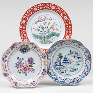 Group of Three Chinese Export Porcelain Plates