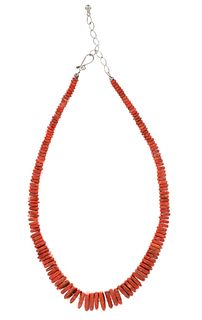 Square Red Spiny Oyster Graduated Necklace