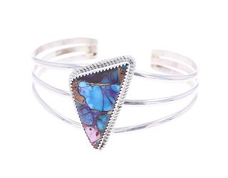 Navajo Sterling Silver Mojave Turquoise Bracelet