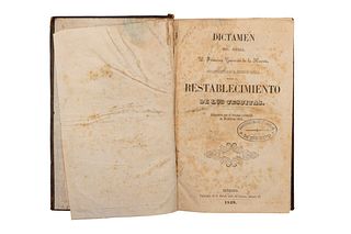 Gutiérrez de la Huerta, Francisco. Dictamen… Leído en el Consejo de Castilla sobre el Restablecimiento de los Jesuitas. México, 1849.