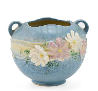 ROSEVILLE POTTERY BLUE COSMOS DOUBLE HANDLED BOWL