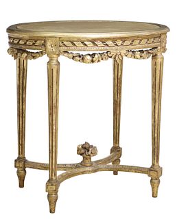 FRENCH LOUIS XVI STYLE GILTWOOD OVAL TABLE