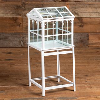White Painted Metal and Glass Terrarium