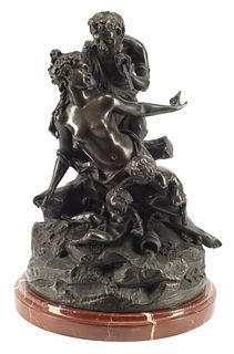 AFTER CLODION (1738-1814) BRONZE BACCHANTE & SATYR