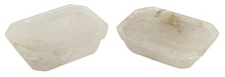 (2) CARVED ROCK CRYSTAL OCTAGONAL SHALLOW DISHES