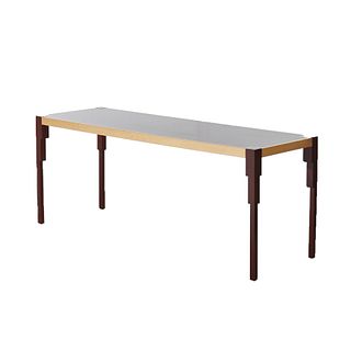 Mid Century Modern Mahogany & Maple Sofa Table 20thC