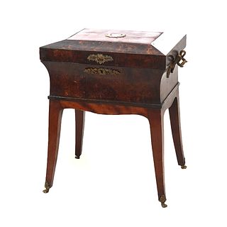 Antique French Louis XVI Inlaid Olive Wood Sewing Box or Jewel Chest c1800