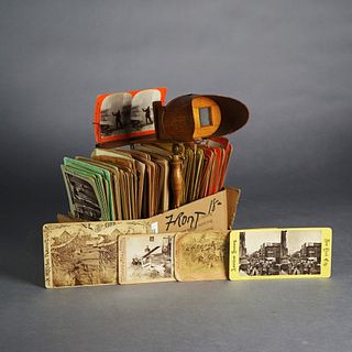 Lot of 119 Antique Stereograph Cards with Viewer C1890