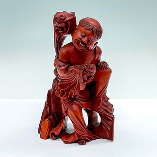 Carved Rosewood Gama Sennin Figurine