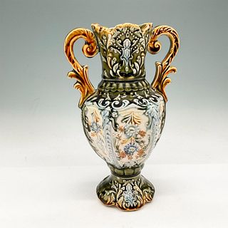 German Dual Handled Majolica Vase