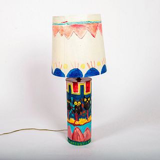 Cathey Yehtac Kalista Outsider Folk Art Lamp, Signed