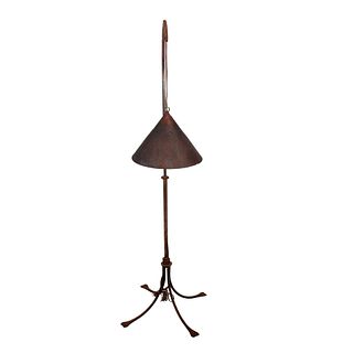 Samuel Yellin Style Brutalist Iron Copper Lantern Design Floor Lamp