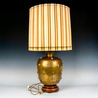 Marbro Lamp Co. New World Style Brass Cabochon Lamp