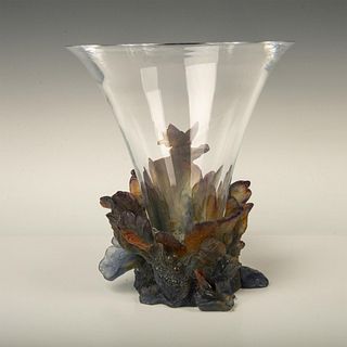 Daum Papillon Pate de Verre and Crystal Vase