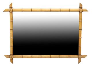 FRENCH TURNED FAUX BAMBOO FRAMED MIRROR, 29" X 40"