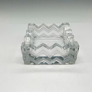 Lalique Crystal Ashtray, Soudan + Square Chevron Design