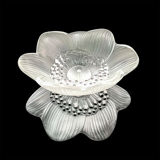 Lalique Crystal Anemone Paperweight