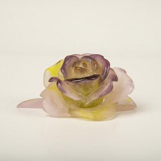 Daum Pate De Verre Rose Paperweight/Sculpture