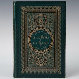 Jules Verne, De La Terre a La Lune, Initiales Dorees, Green