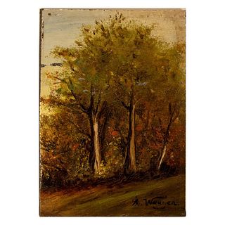 Waagen, Original Oil on Board, Forest Landscape, Signed